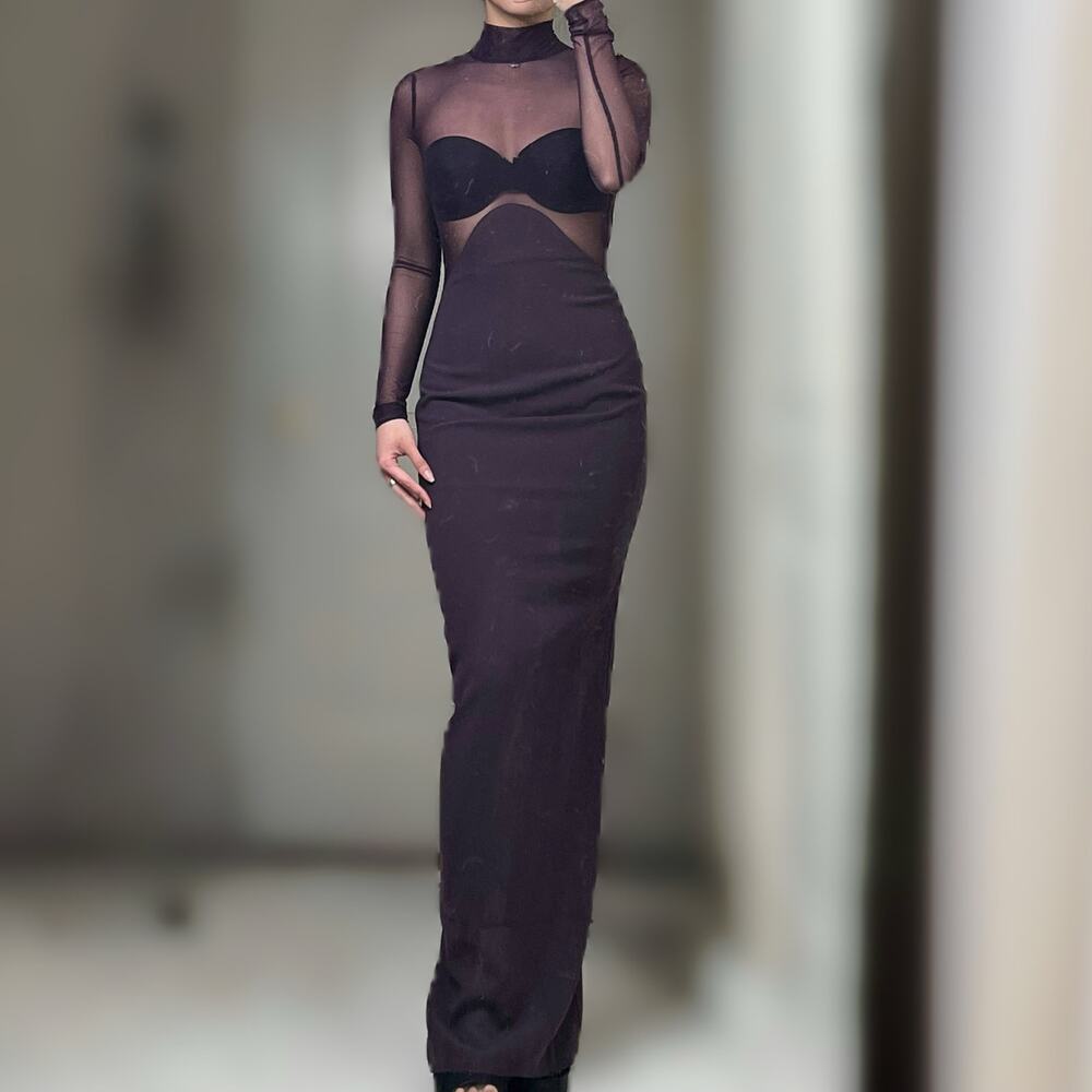 House of CB Safiya black grape maxi dress - size S (P)
